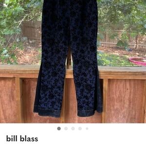 Bill Blass Midnight Blue Velvet Floral Trousers